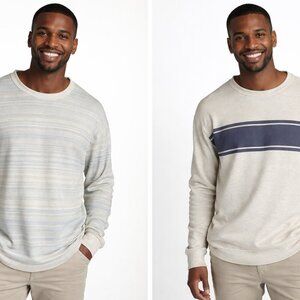 Faherty Reversible Thermal Long Sleeve Top Oatmeal Stripe Surf Casual Shirt XL